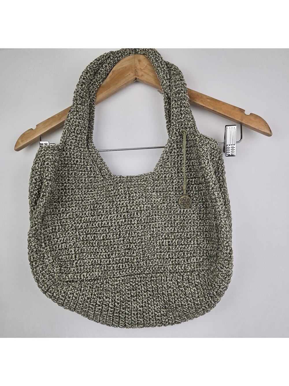 The Sak, Rylan Satchel Bali Crochet Hand crafted Cream and Gray